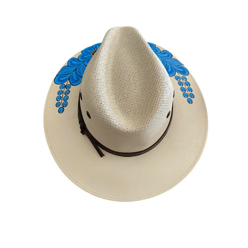 HAT MEXICAN Artisanal Hand Painted Fedora Floral Sombrero Panama Bohemian Medium