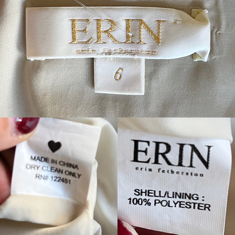 ERIN FETHERSTON Wedding Cake Dress Jacquard Cream Embossed A-Line Cocktail 6