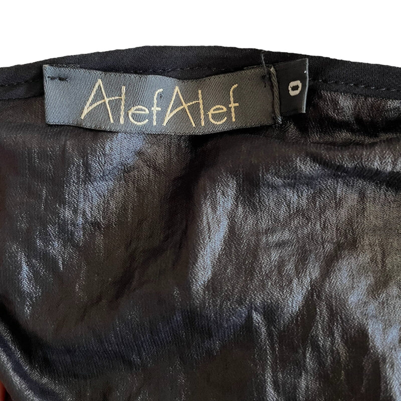 ALEF ALEF Black Maxi Chiffon Dress Sleeveless Gold Contrast Size 0 Small Israeli