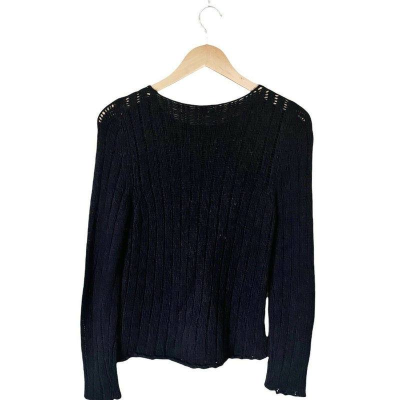 POI BY KRIZIA VINTAGE Black Sweater Sequins Jumper Italy Alpaca 90s 80s 44 Med