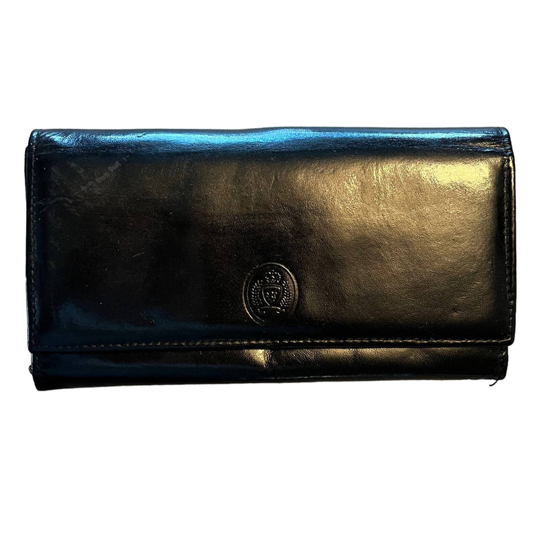 GENUINE Top Grain Leather Wallet Black Hand Purse Multi Comparment Snap Closure