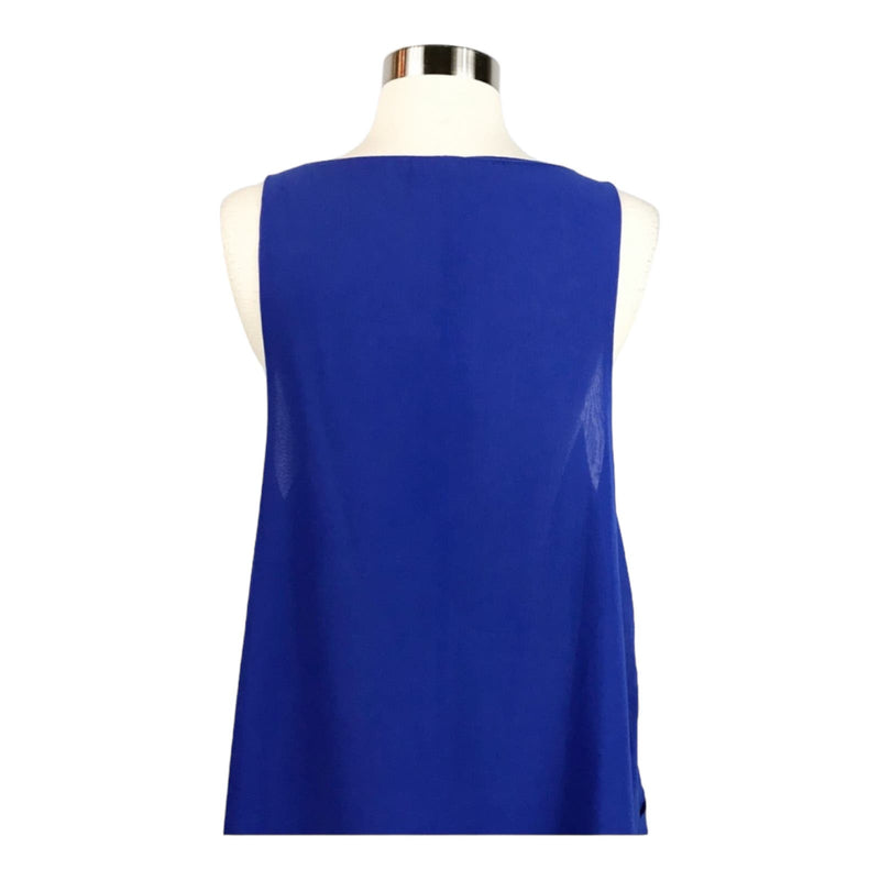 MILLAU Chiffon Blue Shift Swing Dress Sheer Layers Scoop Neck Sleeveless Medium