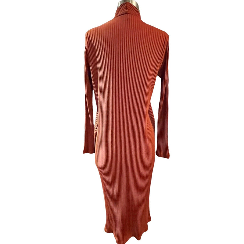 MAJE Milan Long Ribbed Cardigan Sweater Terracotta Cotton Knit Coat 1 Small EUC