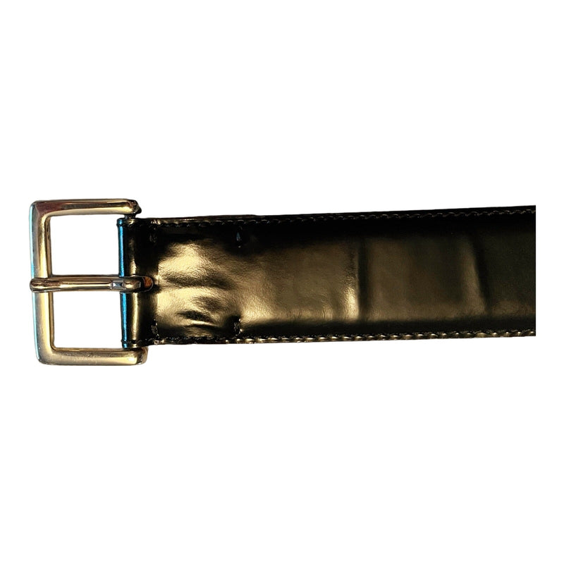 MOSCHINO RedWall Genuine Leather Belt Black Italy Silver Buckle Size 44 Small