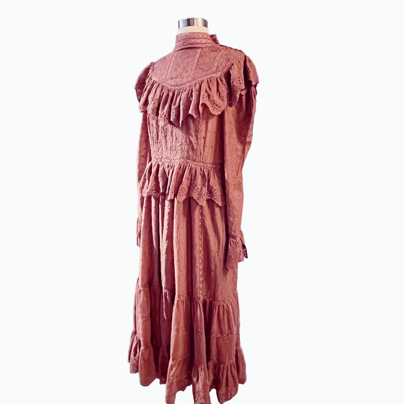 ULLA JOHNSON Crochet Dress  Fleur Broderie Anglaise Cotton and Silk-blend Midi 2