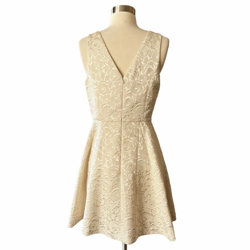 ERIN FETHERSTON Wedding Cake Dress Jacquard Cream Embossed A-Line Cocktail 6