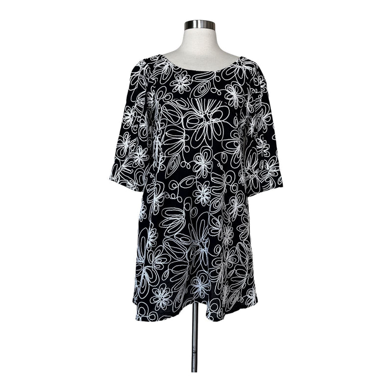 SOLID & STRIPED Dress The Emma Black Floral Embroidery Short Sleeve Cotton Small