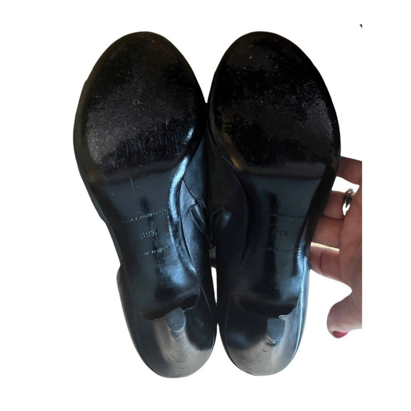 BALENCIAGA Paris Italian Ankle Leather Cutout Booties Open Toe Suede Pumps 39.5