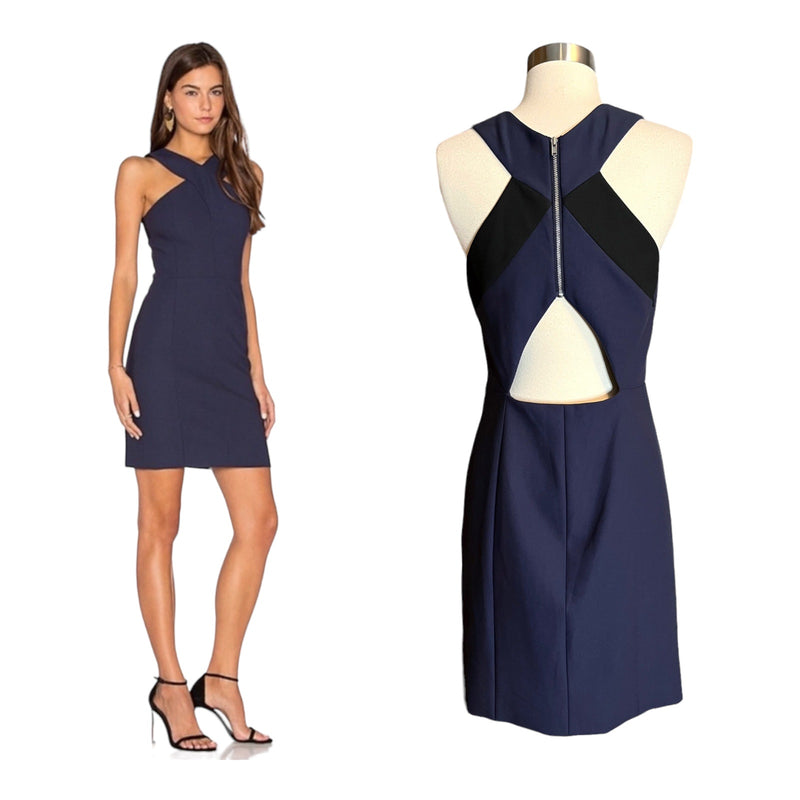 ELIZABETH AND JAMES Elliot Dress Navy Blue Dress Mini Sleeveless Cutout Back 10