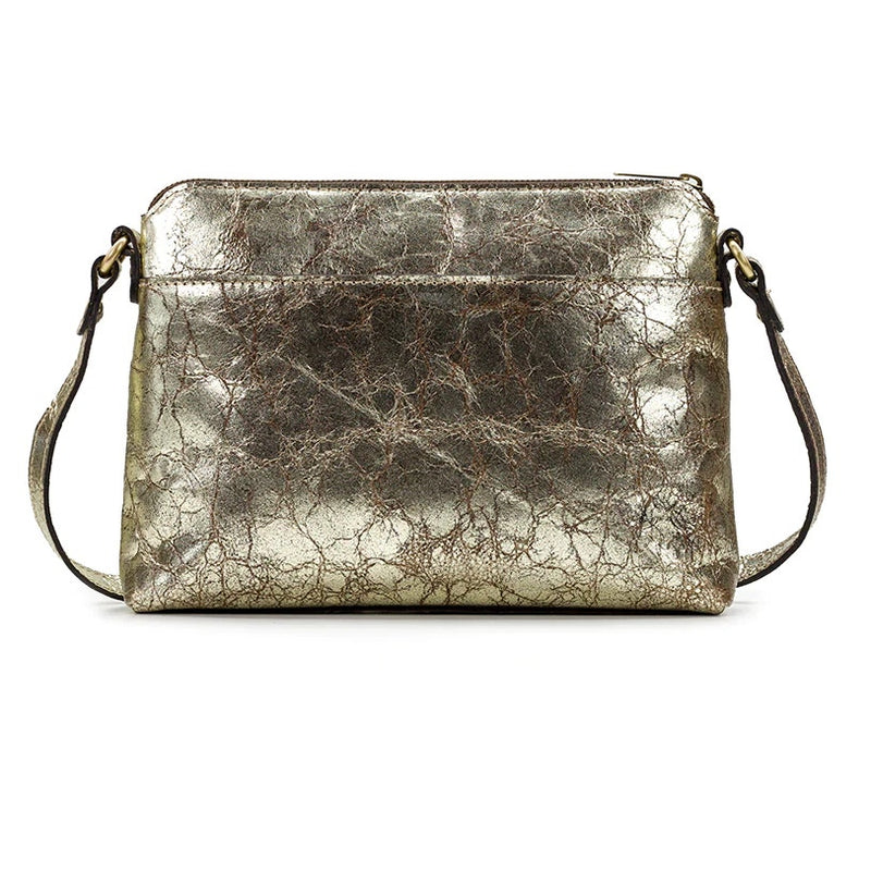 PATRICIA NASH Avellino Crossbody Bag Distressed Metallic Gold Leather Collector