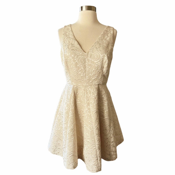 ERIN FETHERSTON Wedding Cake Dress Jacquard Cream Embossed A-Line Cocktail 6