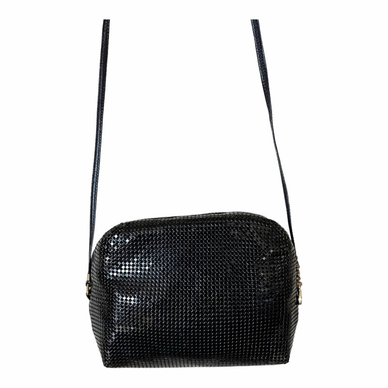 VINTAGE WHITING & DAVIS Evening Mini Bag Black Metallic Mesh Crossbody Handbag