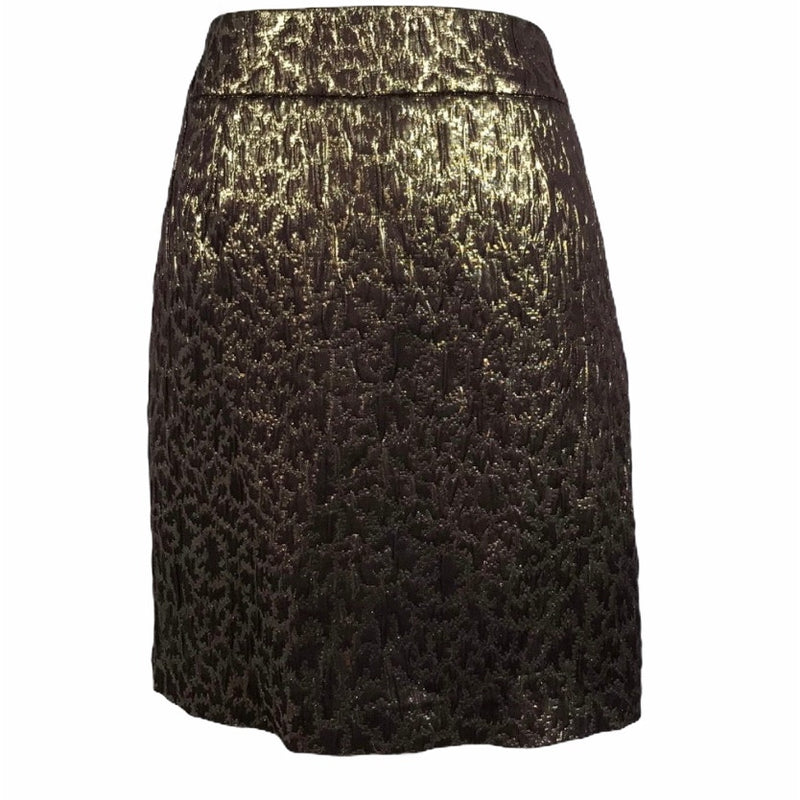 REBECCA MOSES Gold Skirt Textured Leopard Print A-Line Short Party 10 EUC