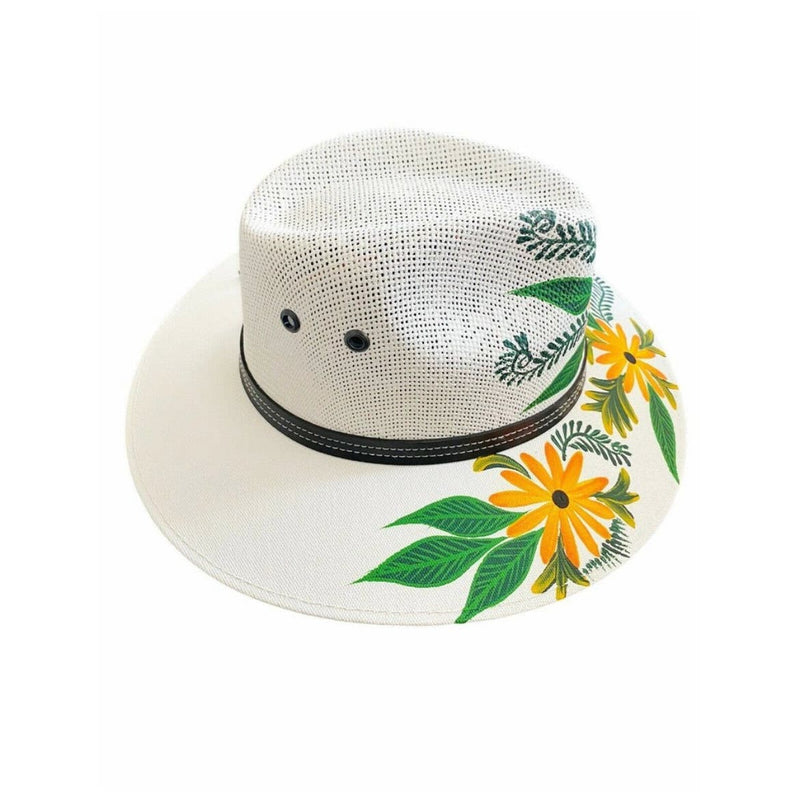 MEXICAN HAT Artisanal Hand Painted Fedora Floral Sombrero Panama Bohemian Medium