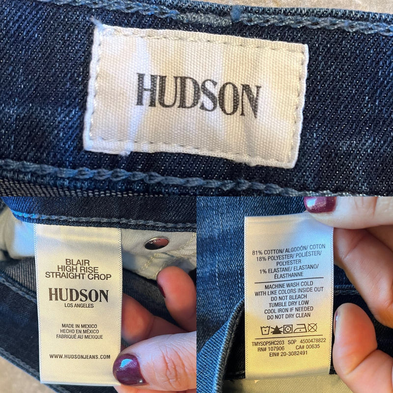 HUDSON Jeans Blair High Rise Straight Leg Blue Crop Sustainable Denim 29-30 EUC