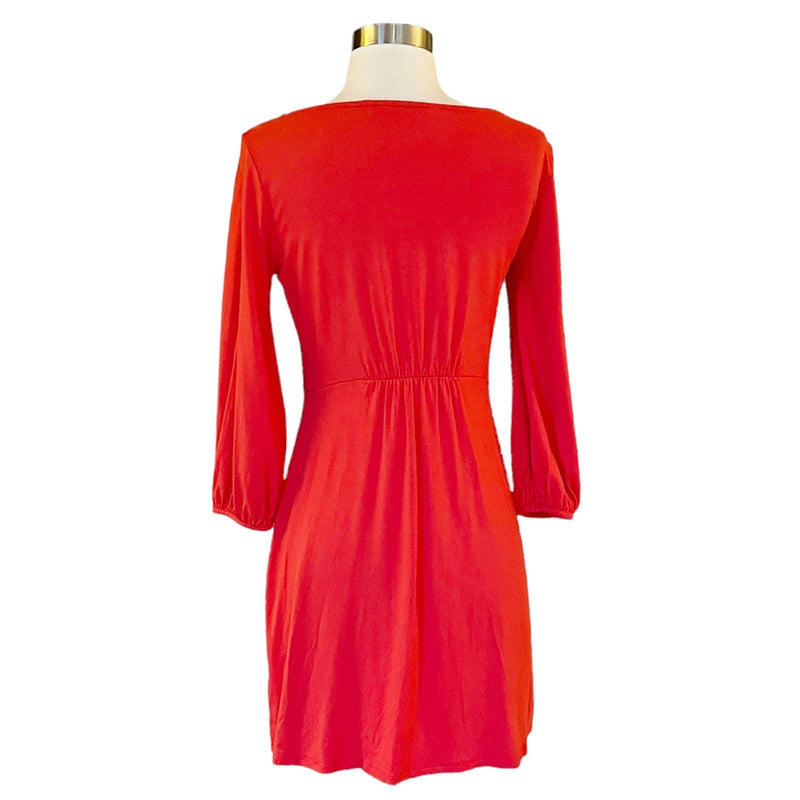 BODEN Lucie Mini Dress Red Jersey Tunic 3/4 Balloon Sleeves Soft Lightweight 4P