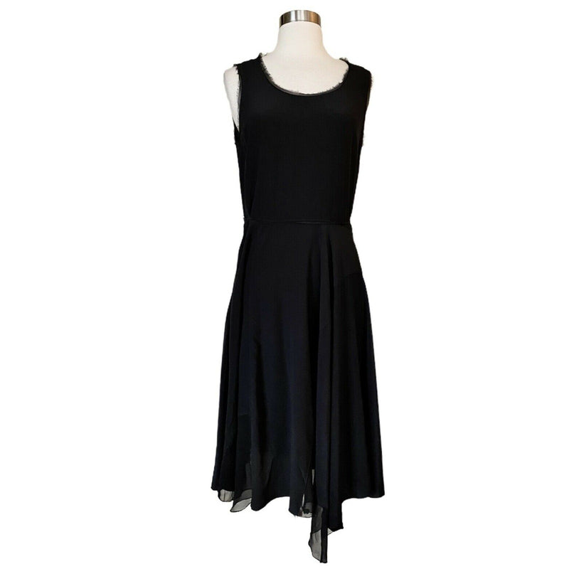 ELIE TAHARI Tammie Black Silk Dress A-Line Asymmetric Hem Sleeveless Medium NWT