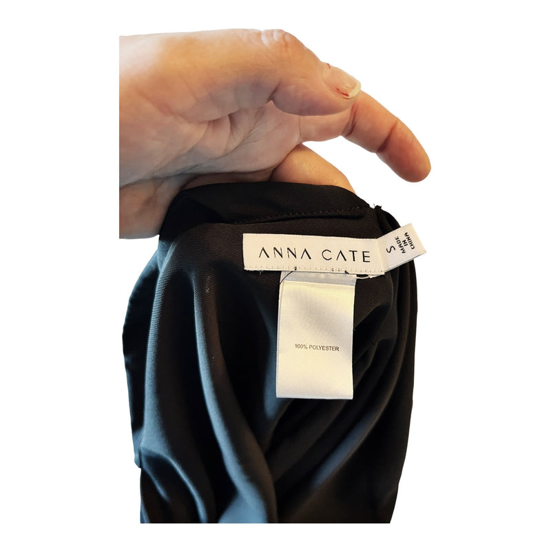 ANNA CATE Nicole Black Top Asymmetrical Blouse Reversible Designer Small EUC
