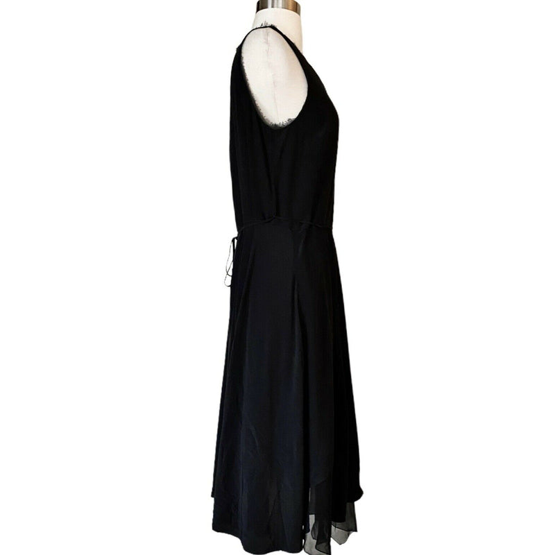 ELIE TAHARI Tammie Black Silk Dress A-Line Asymmetric Hem Sleeveless Medium NWT