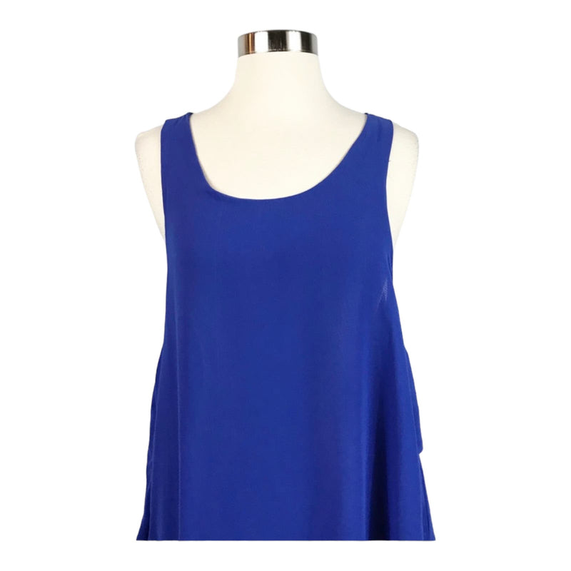 MILLAU Chiffon Blue Shift Swing Dress Sheer Layers Scoop Neck Sleeveless Medium