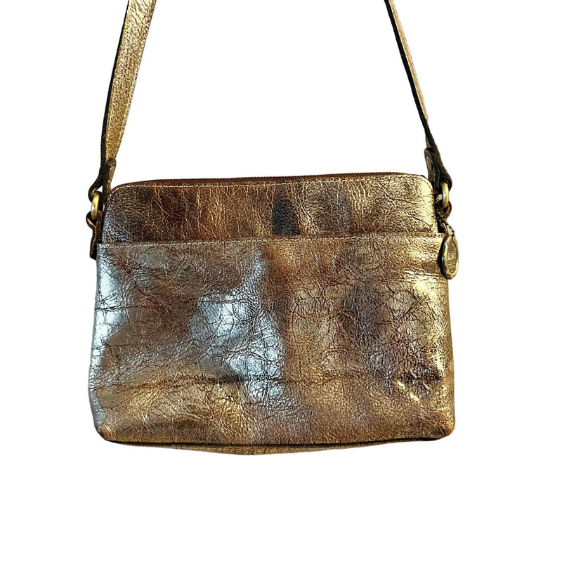 PATRICIA NASH Avellino Crossbody Bag Distressed Metallic Gold Leather Collector