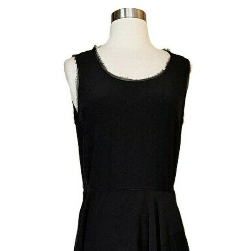 ELIE TAHARI Tammie Black Silk Dress A-Line Asymmetric Hem Sleeveless Medium NWT