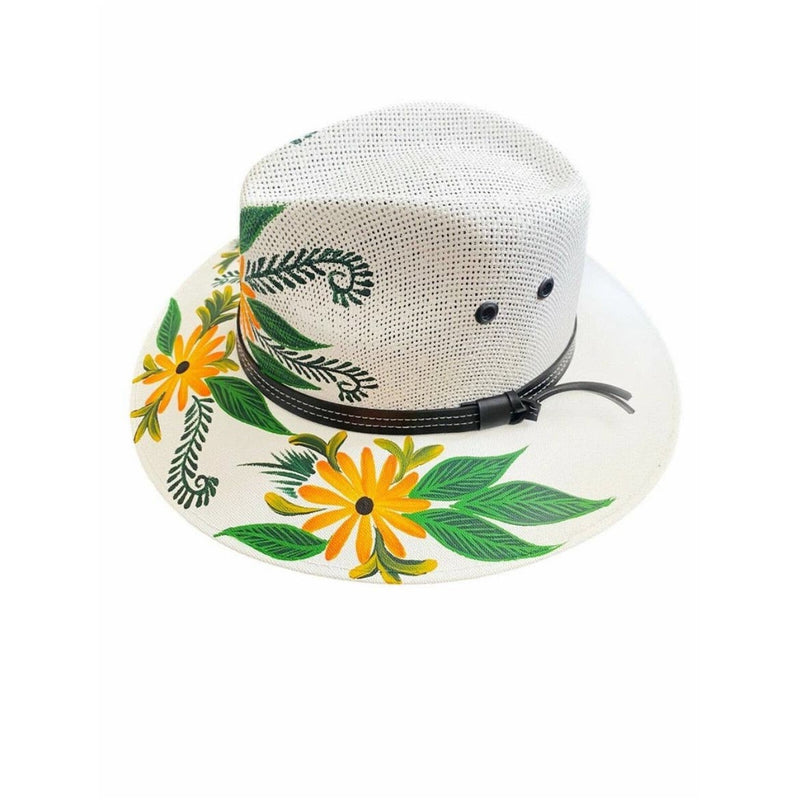MEXICAN HAT Artisanal Hand Painted Fedora Floral Sombrero Panama Bohemian Medium