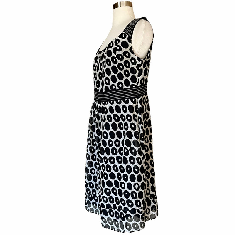 GERARD DAREL Cotton Silk Dress Sleeveless Polka Dot Italy Designer Pockets FR 44