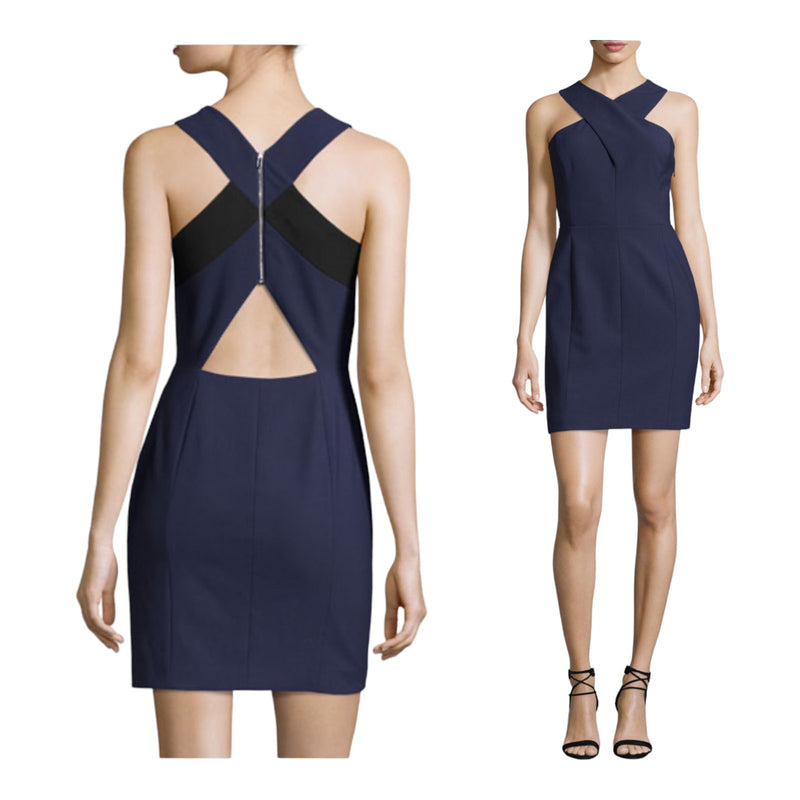 ELIZABETH AND JAMES Elliot Dress Navy Blue Dress Mini Sleeveless Cutout Back 10