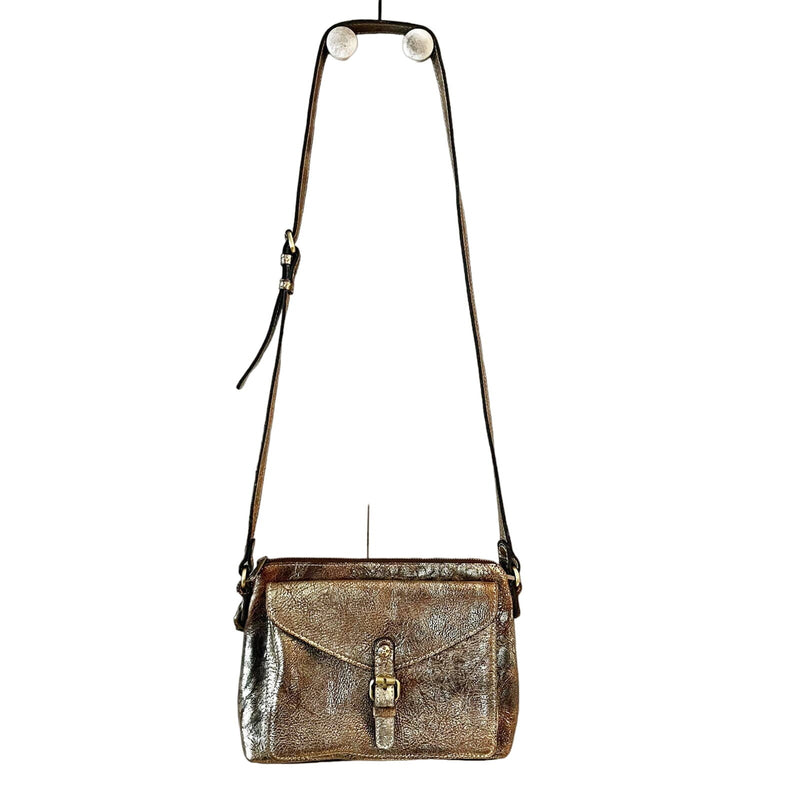 PATRICIA NASH Avellino Crossbody Bag Distressed Metallic Gold Leather Collector