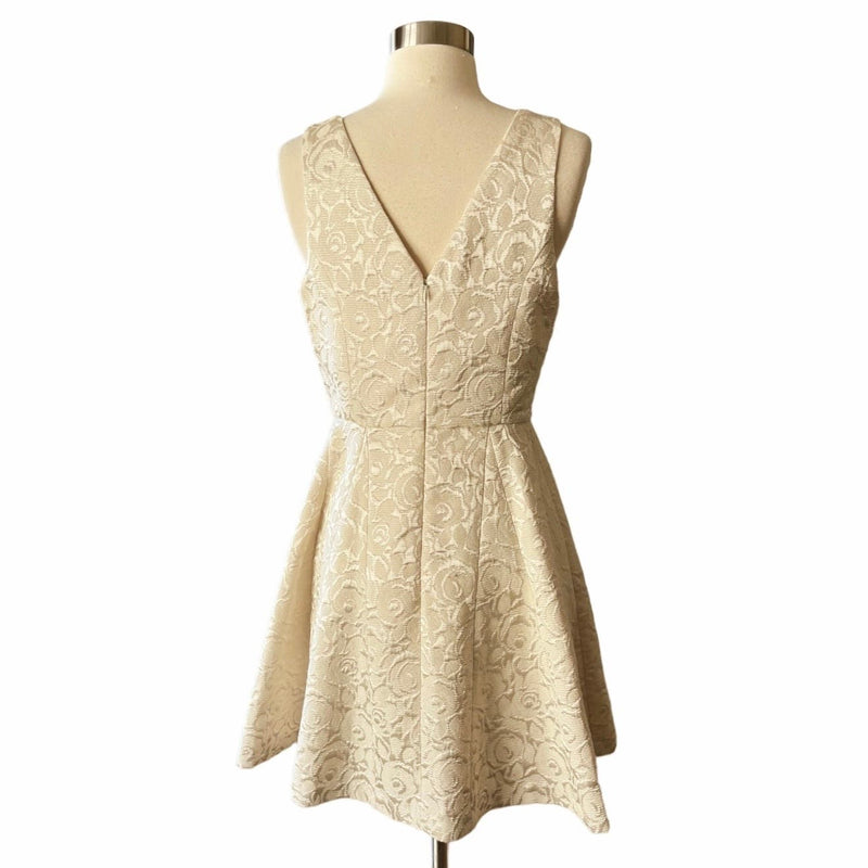 ERIN FETHERSTON Wedding Cake Dress Jacquard Cream Embossed A-Line Cocktail 6