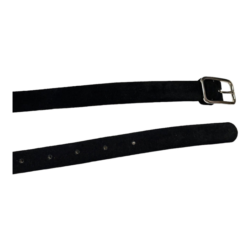 BASILE Black Suede Genuine Leather Belt 46/48 Designer Italy 38 x .75in EUC