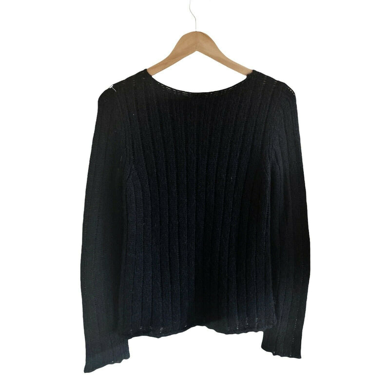 POI BY KRIZIA VINTAGE Black Sweater Sequins Jumper Italy Alpaca 90s 80s 44 Med