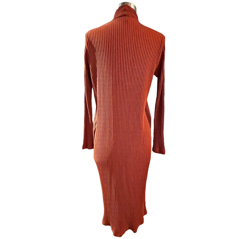 MAJE Milan Long Ribbed Cardigan Sweater Terracotta Cotton Knit Coat 1 Small EUC