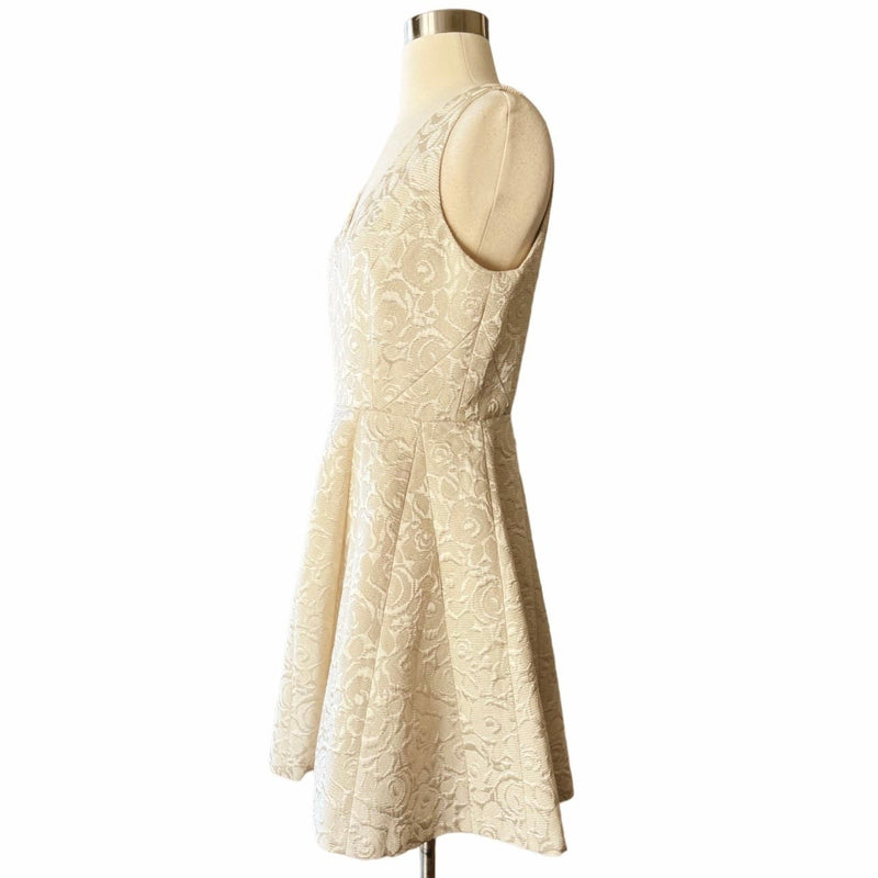 ERIN FETHERSTON Wedding Cake Dress Jacquard Cream Embossed A-Line Cocktail 6