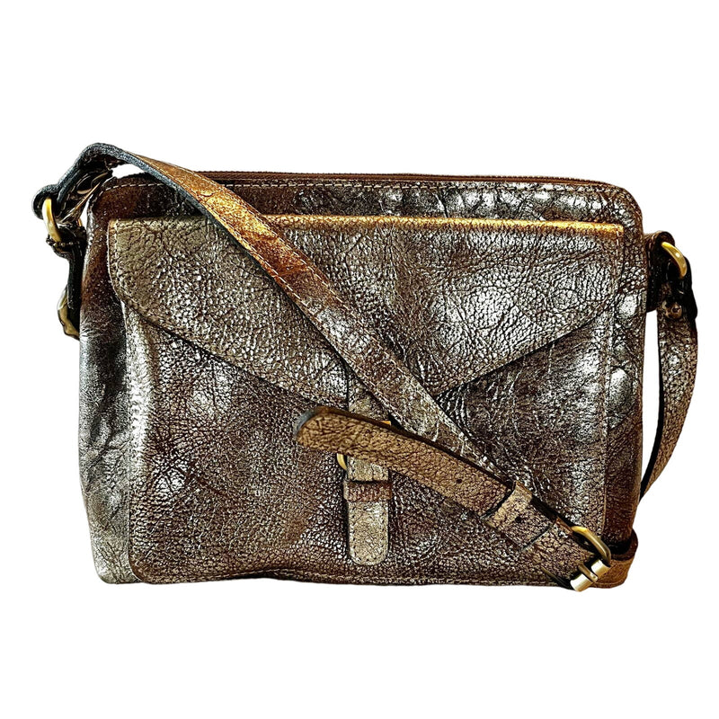 PATRICIA NASH Avellino Crossbody Bag Distressed Metallic Gold Leather Collector