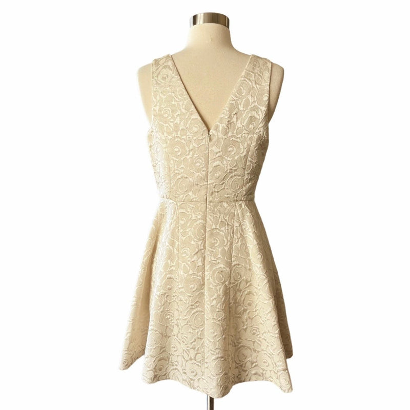 ERIN FETHERSTON Wedding Cake Dress Jacquard Cream Embossed A-Line Cocktail 6