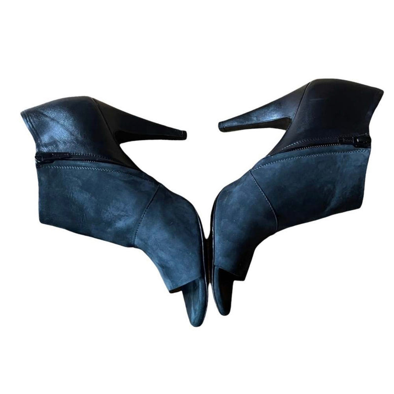 BALENCIAGA Paris Italian Ankle Leather Cutout Booties Open Toe Suede Pumps 39.5