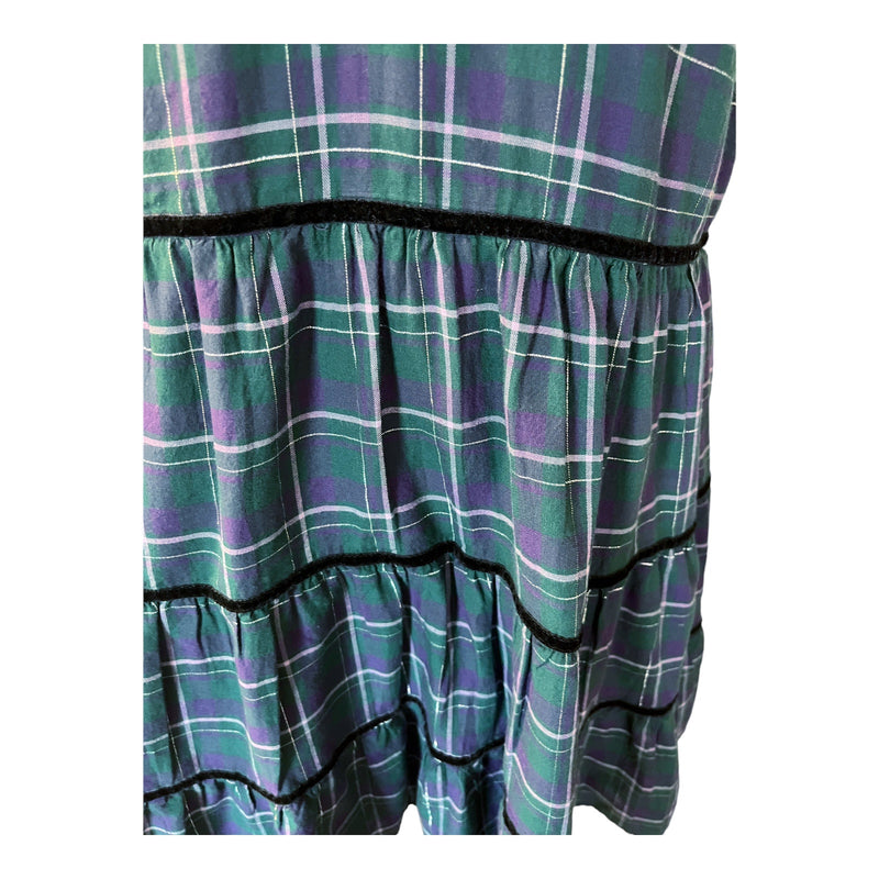 ROLLER RABBIT Inverness Plaid Pippa Mini Dress Blue Green Short Sleeves XXS EUC