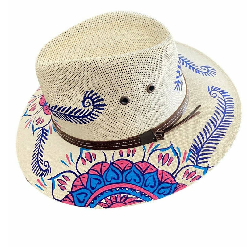 MEXICAN Artisanal Hat HandPainted Fedora Mandala Sombrero Panama Bohemian Medium