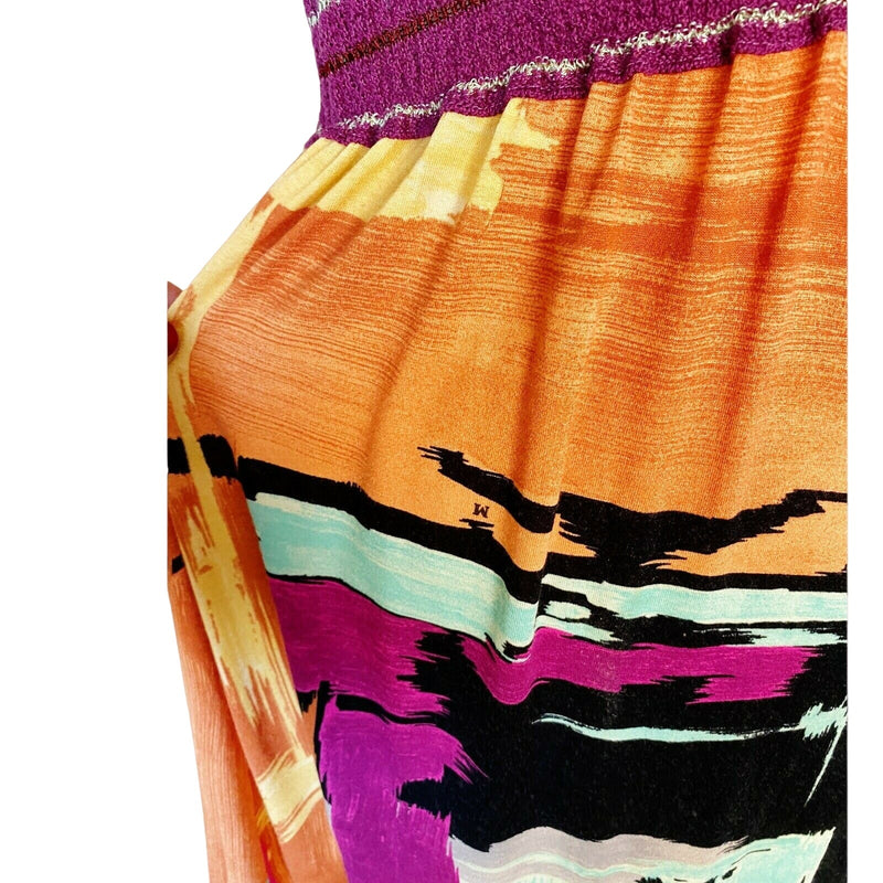 MISSONI Multicolor Dress Cotton Viscose Mixed Knit Jersey Purple Orange 36 US 0